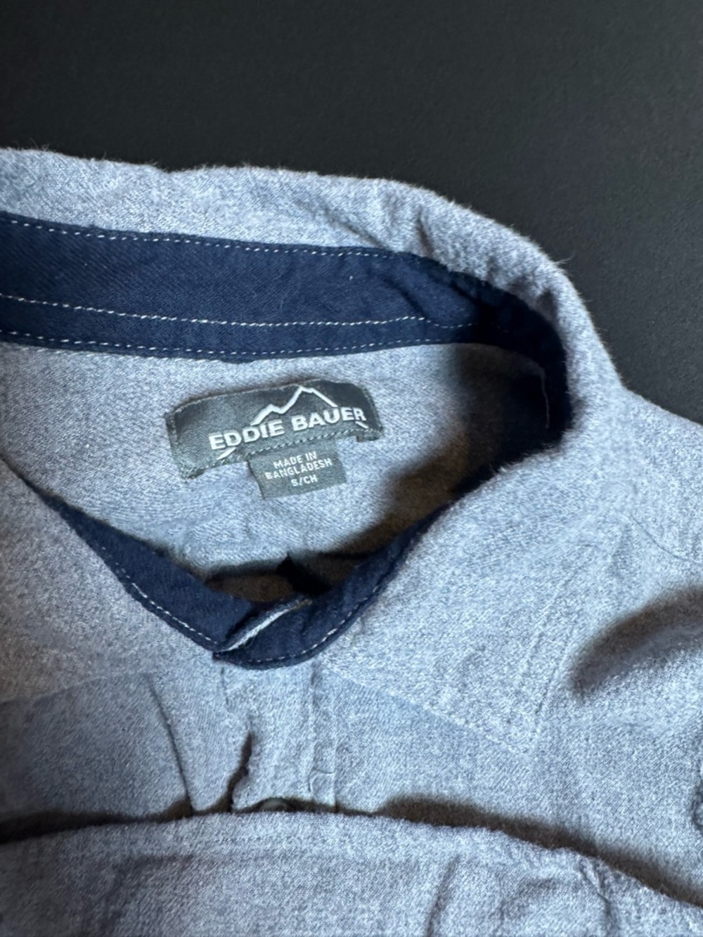 Eddie Bauer Gray Flannel Button Up Shirt Men's Small Gorpcore Classic - Picture 3 of 4